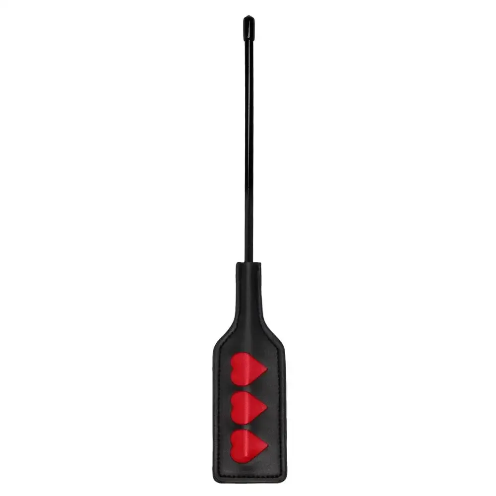 12 Inch Shots Toys Black Leather Small Heart Bondage Crop