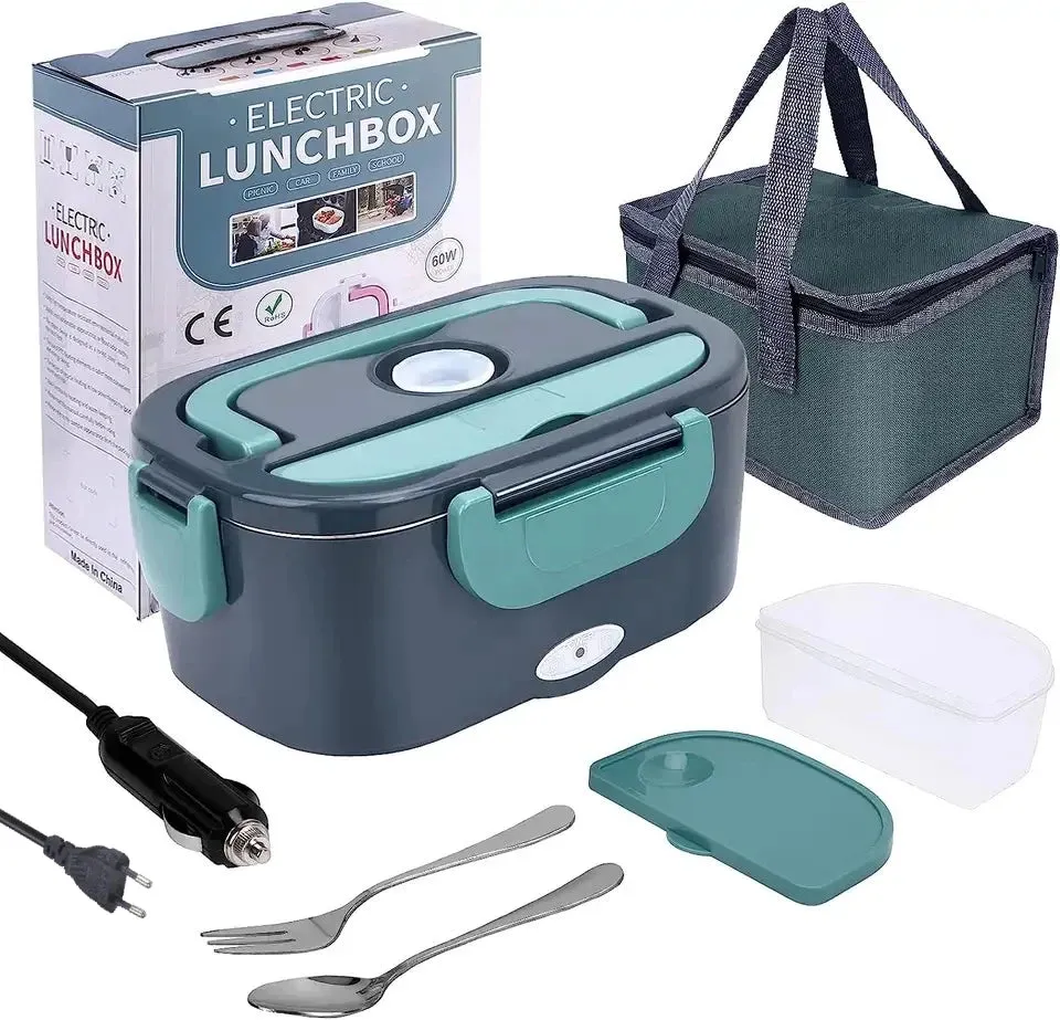 1.5 L 60W Electric Lunch Box Food Warmer Portable Food Heater for Car Or Home - Leak Proof 304 Stainless Steel Liner