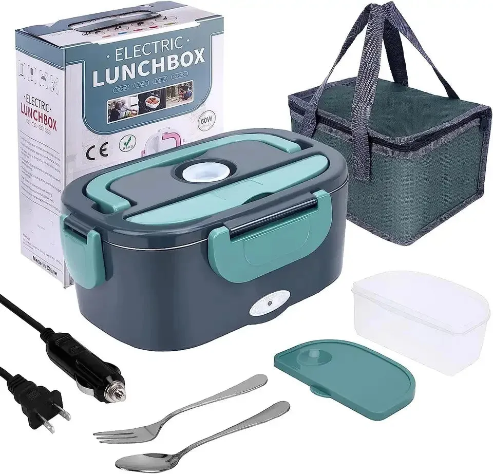1.5 L 60W Electric Lunch Box Food Warmer Portable Food Heater for Car Or Home - Leak Proof 304 Stainless Steel Liner