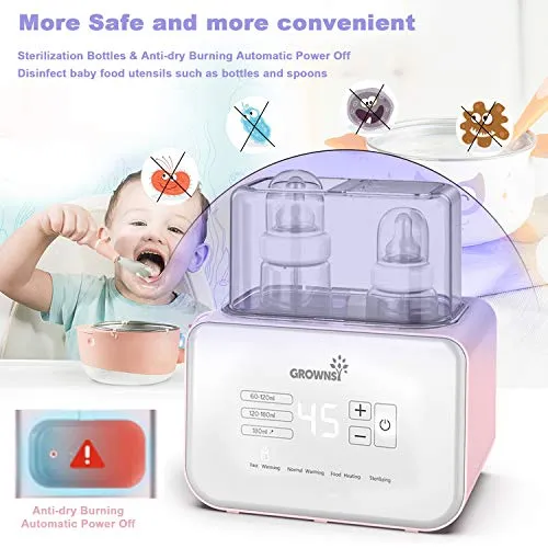 2020 Fast Baby Bottle Warmer Bottle Sterilizer 6-in-1 BPA-Free Baby Food Heater Defrosting Setting Smart Thermostat Warmer for Breastmilk and Formula