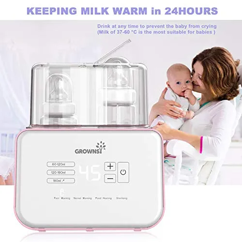 2020 Fast Baby Bottle Warmer Bottle Sterilizer 6-in-1 BPA-Free Baby Food Heater Defrosting Setting Smart Thermostat Warmer for Breastmilk and Formula