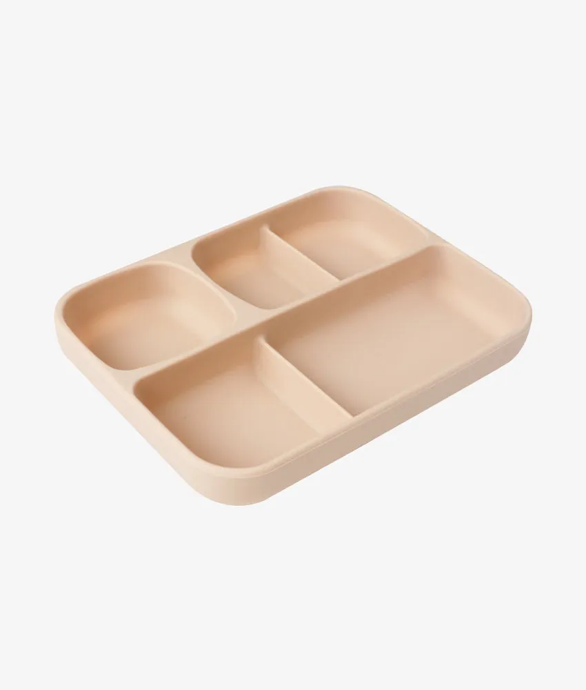 5 Compartments Toddler Silicone Suction Plate - Cream