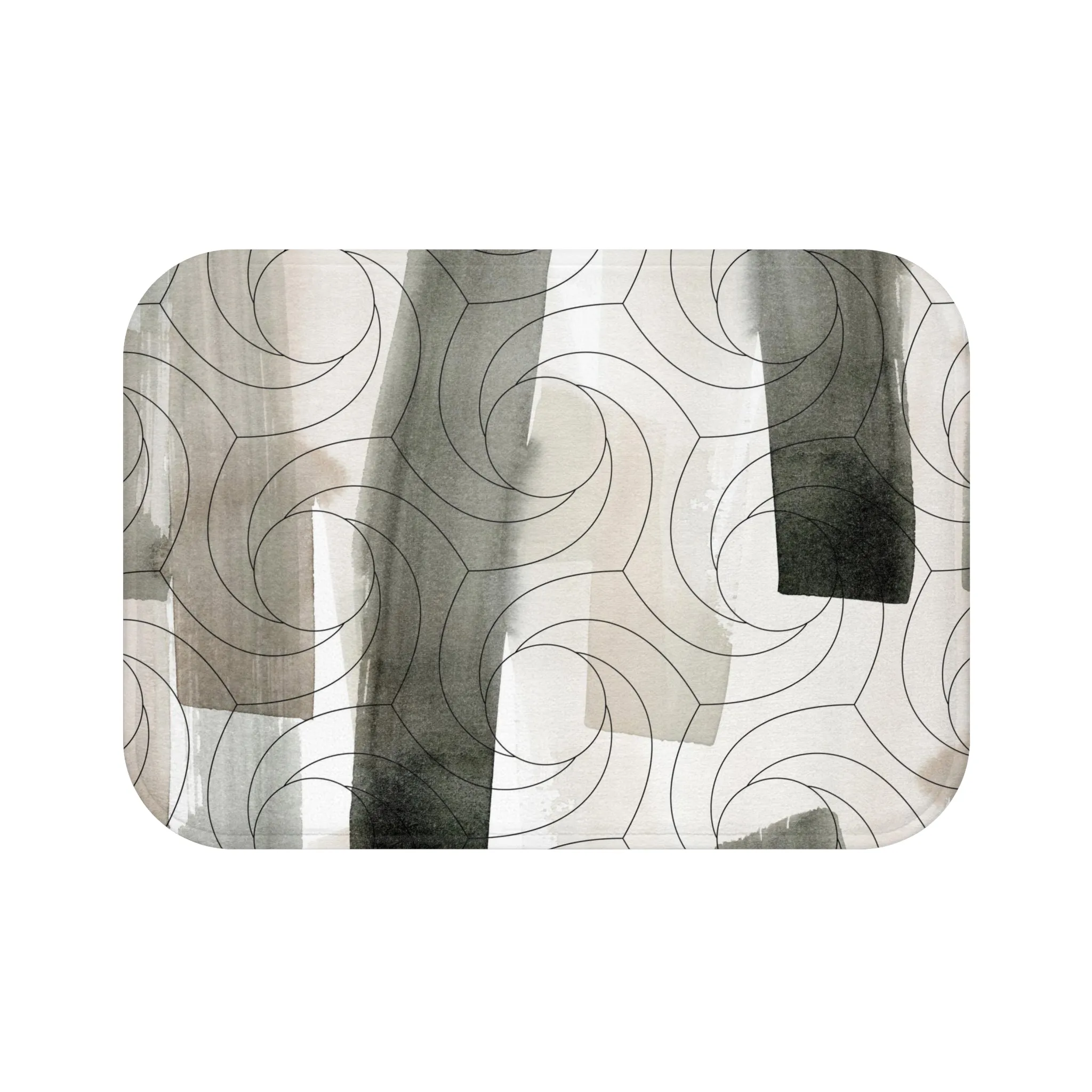 Abstract Bath Mat | Watercolor Beige White