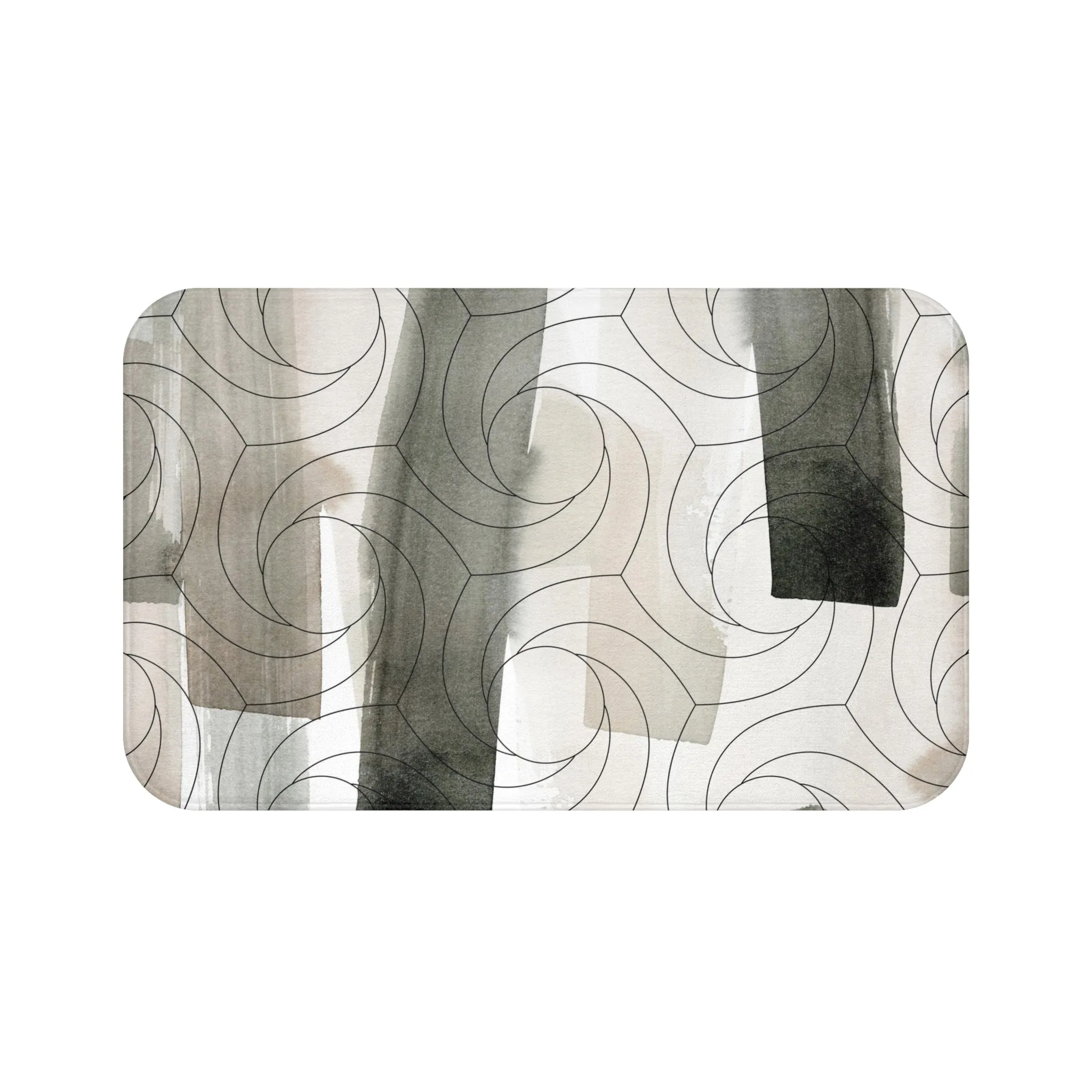 Abstract Bath Mat | Watercolor Beige White
