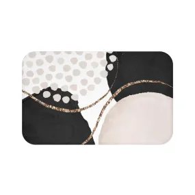 Abstract Bath Mat | Watercolor Black Blush Ivory