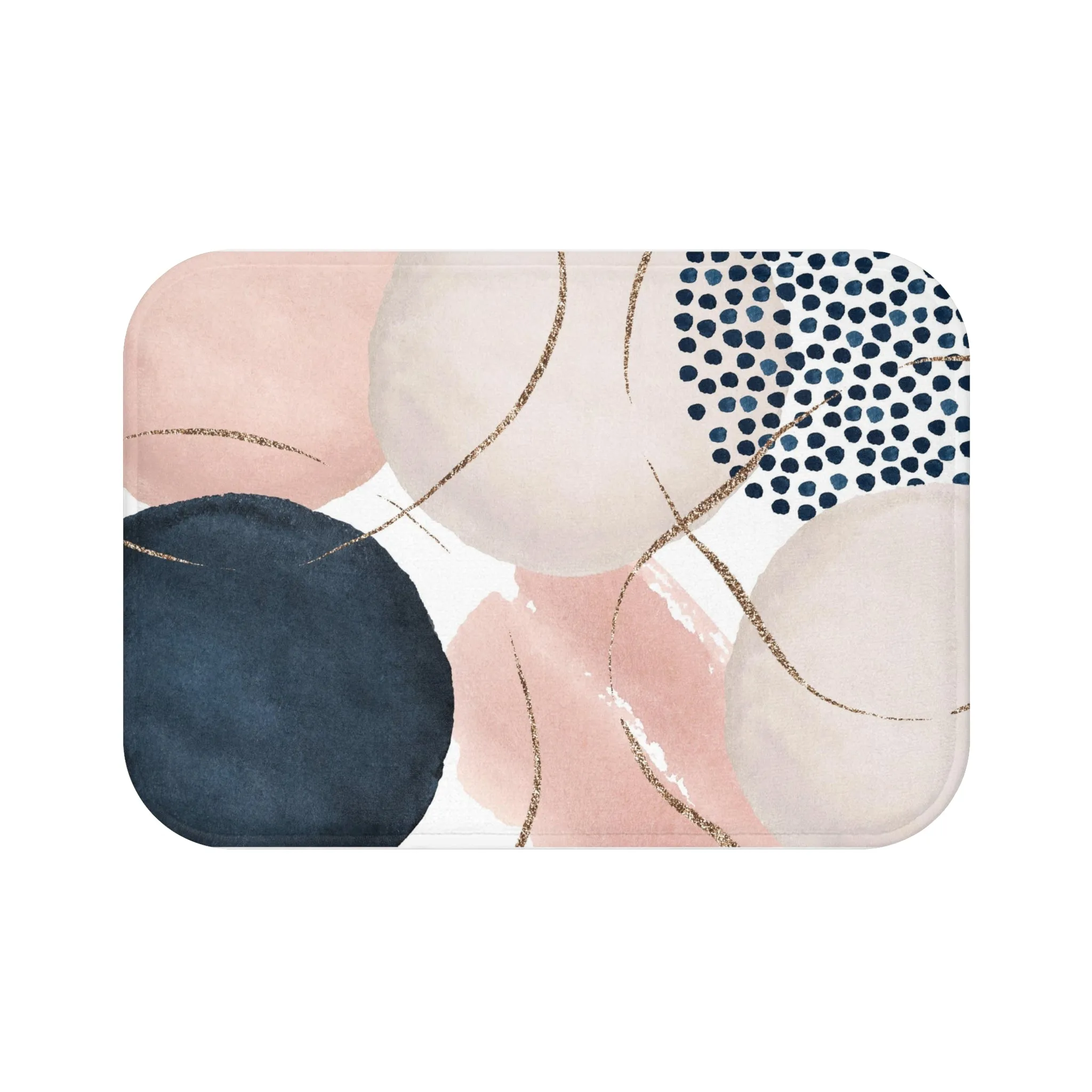 Abstract Bath Mat | Watercolor Navy Blue, Blush Pink