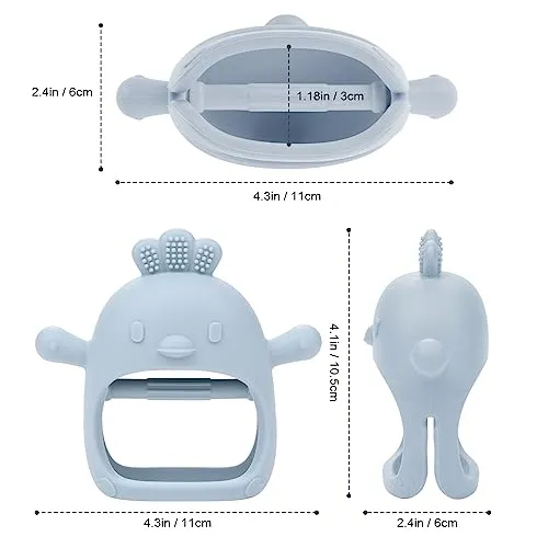 AIXMEET Silicone Baby Teething Toys, chick Baby Teether Toy for 3  Months, Baby Chew Toys for Sucking Needs, Never Drop Baby Mitten Teether for Soothing Teething Pain Relief, Easy Clean (Green)