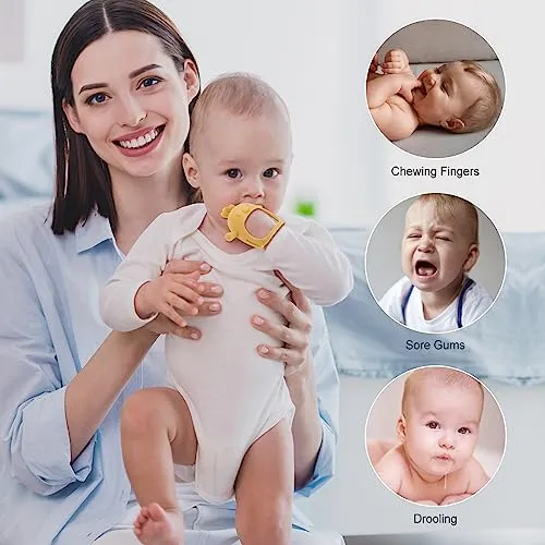 AIXMEET Silicone Baby Teething Toys, chick Baby Teether Toy for 3  Months, Baby Chew Toys for Sucking Needs, Never Drop Baby Mitten Teether for Soothing Teething Pain Relief, Easy Clean (Green)
