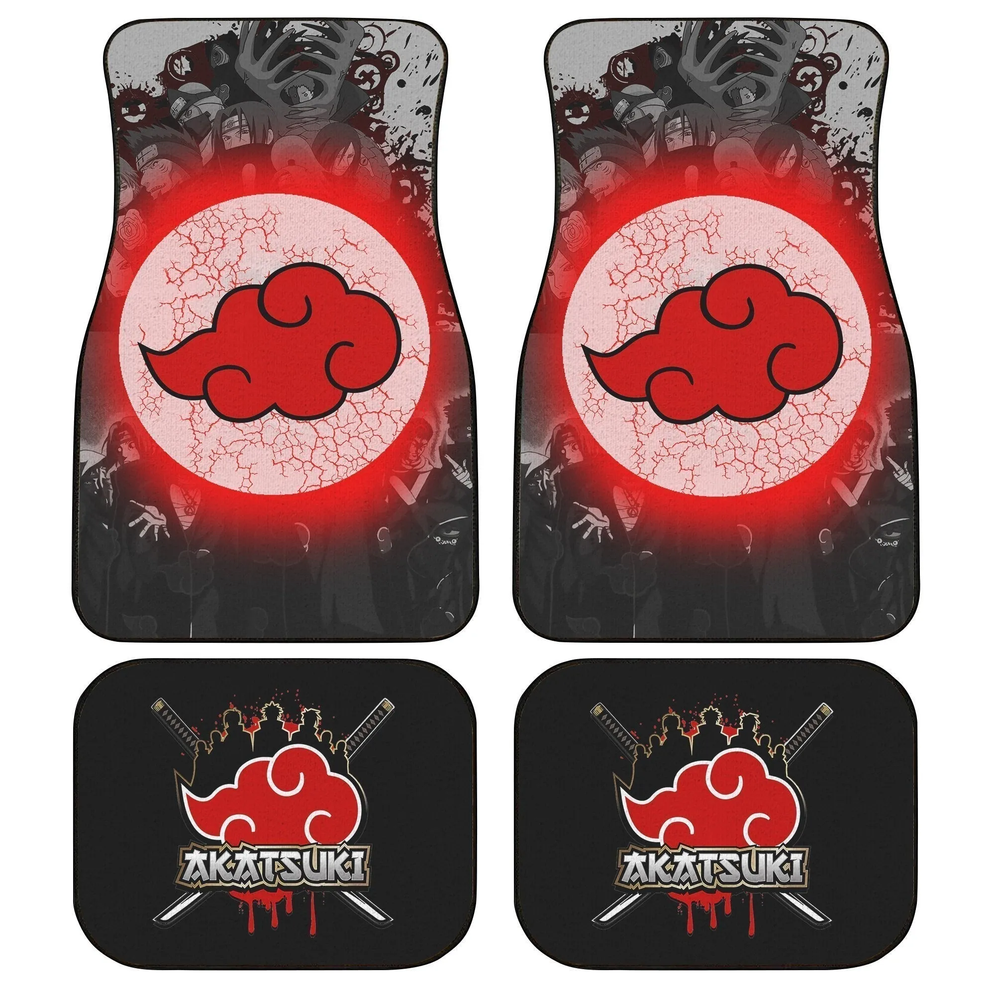 Akatsuki Cloud Car Floor Mats Custom Anime Car Interior Accessories