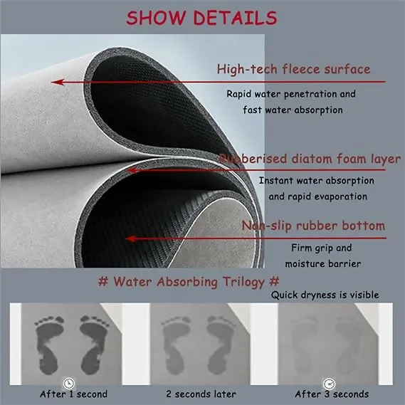 Anti-Skid Rubber Bath Mat(5739)-Grey Galaxy