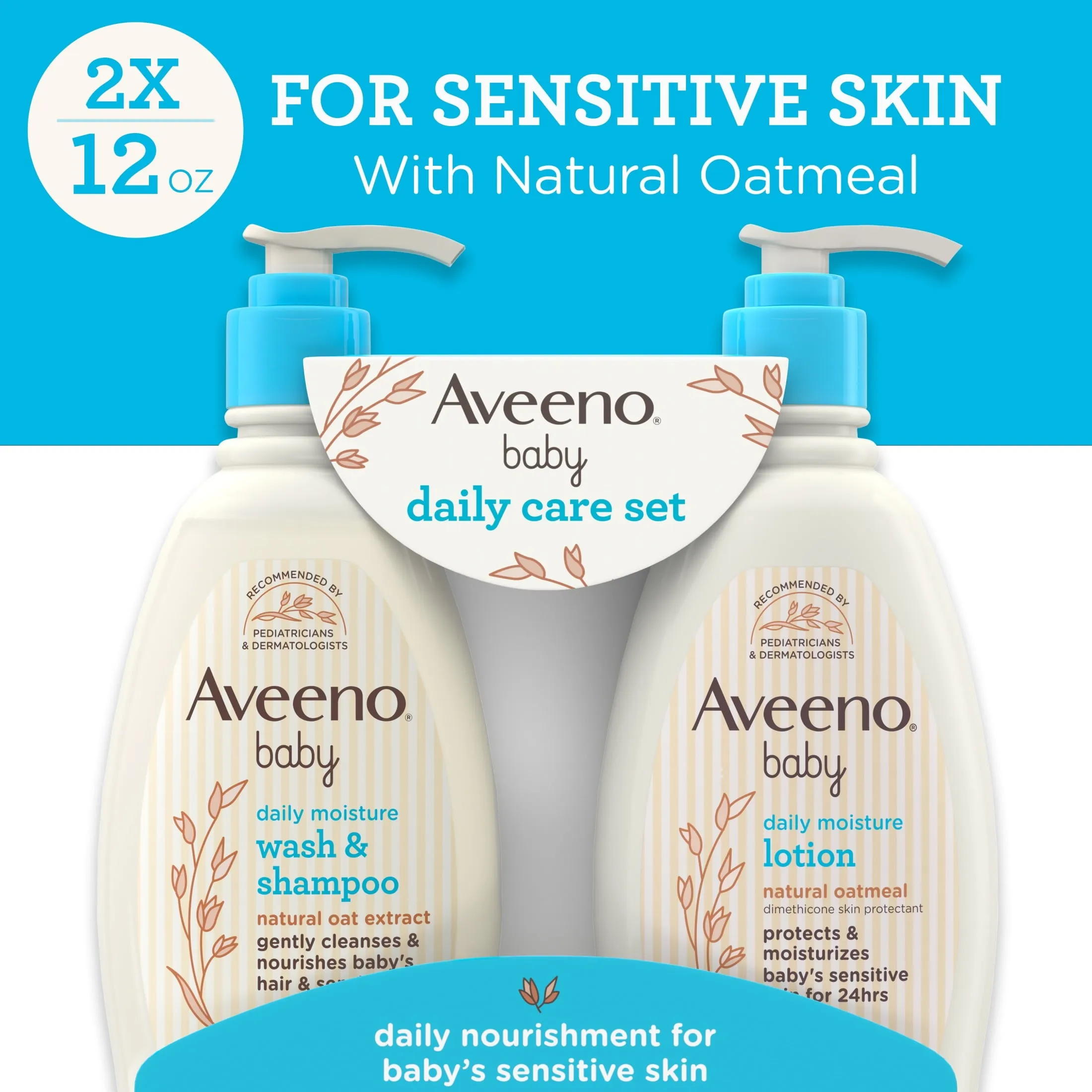 Aveeno Baby Daily Care Gift Set, Baby Wash & Shampoo & Lotion, 2 Items