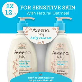 Aveeno Baby Daily Care Gift Set, Baby Wash & Shampoo & Lotion, 2 Items
