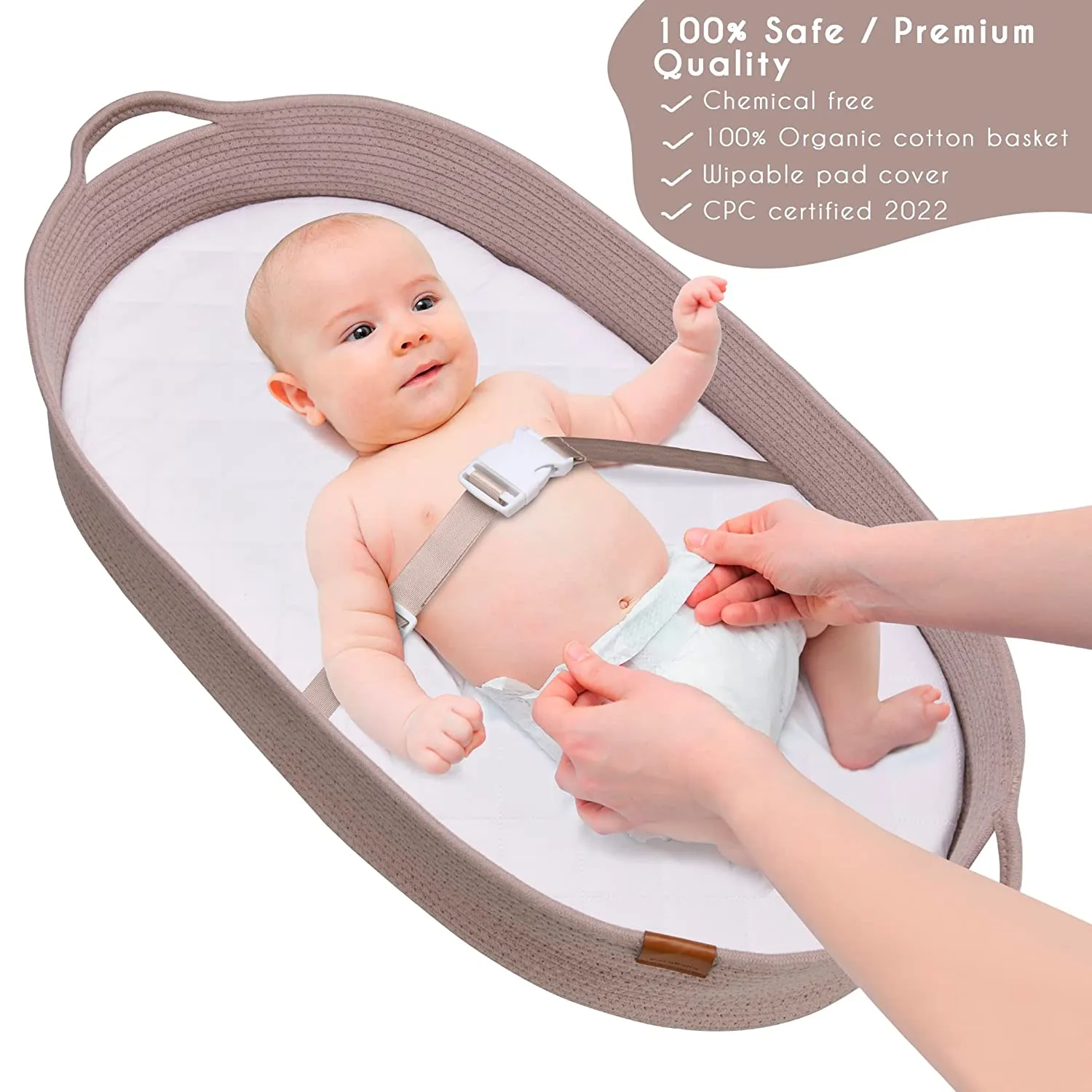 Baby Changing Basket -Dusty Pink