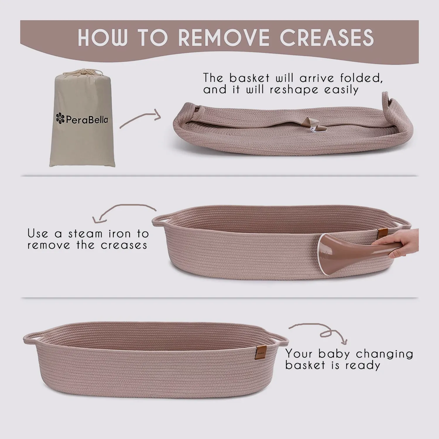 Baby Changing Basket -Dusty Pink