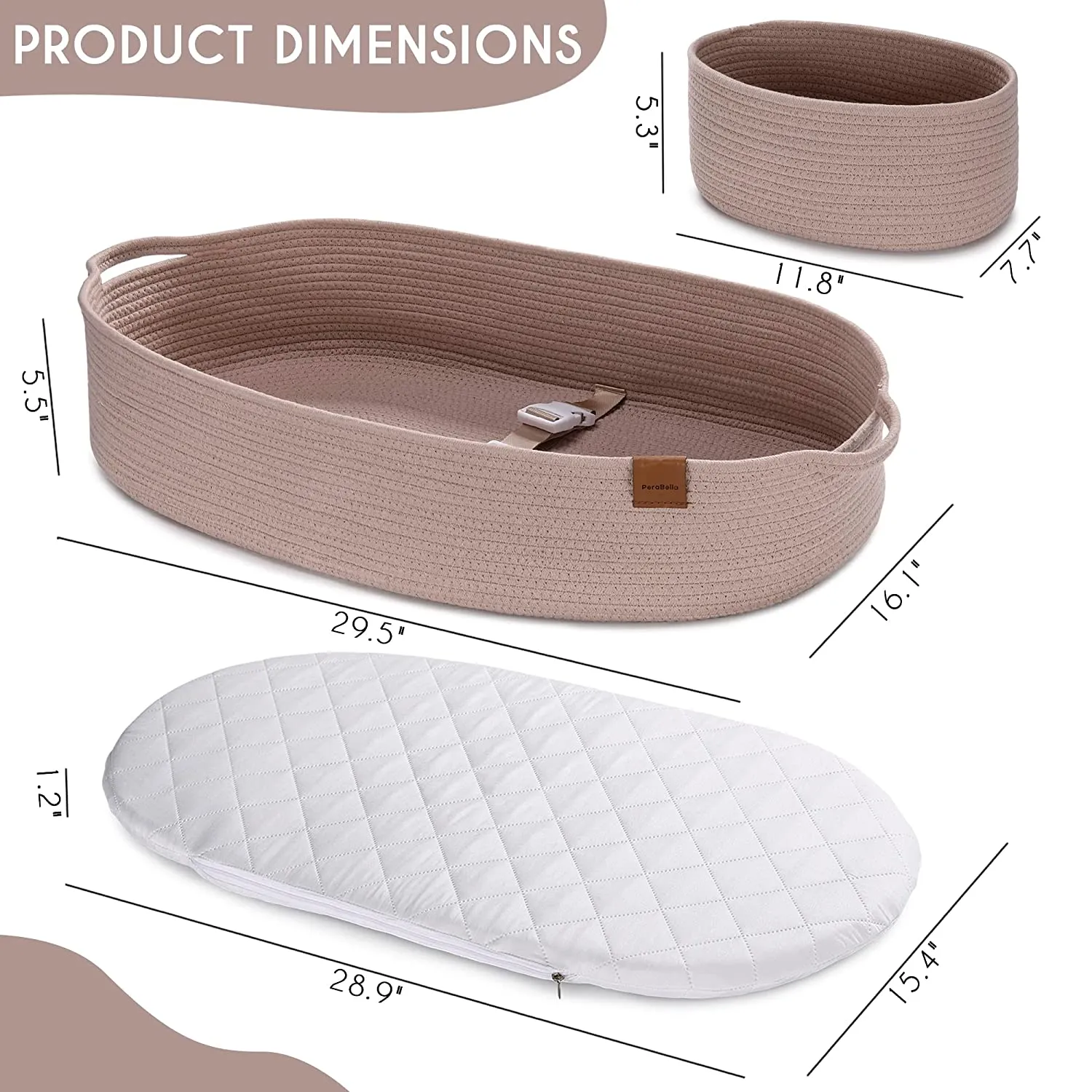 Baby Changing Basket -Dusty Pink
