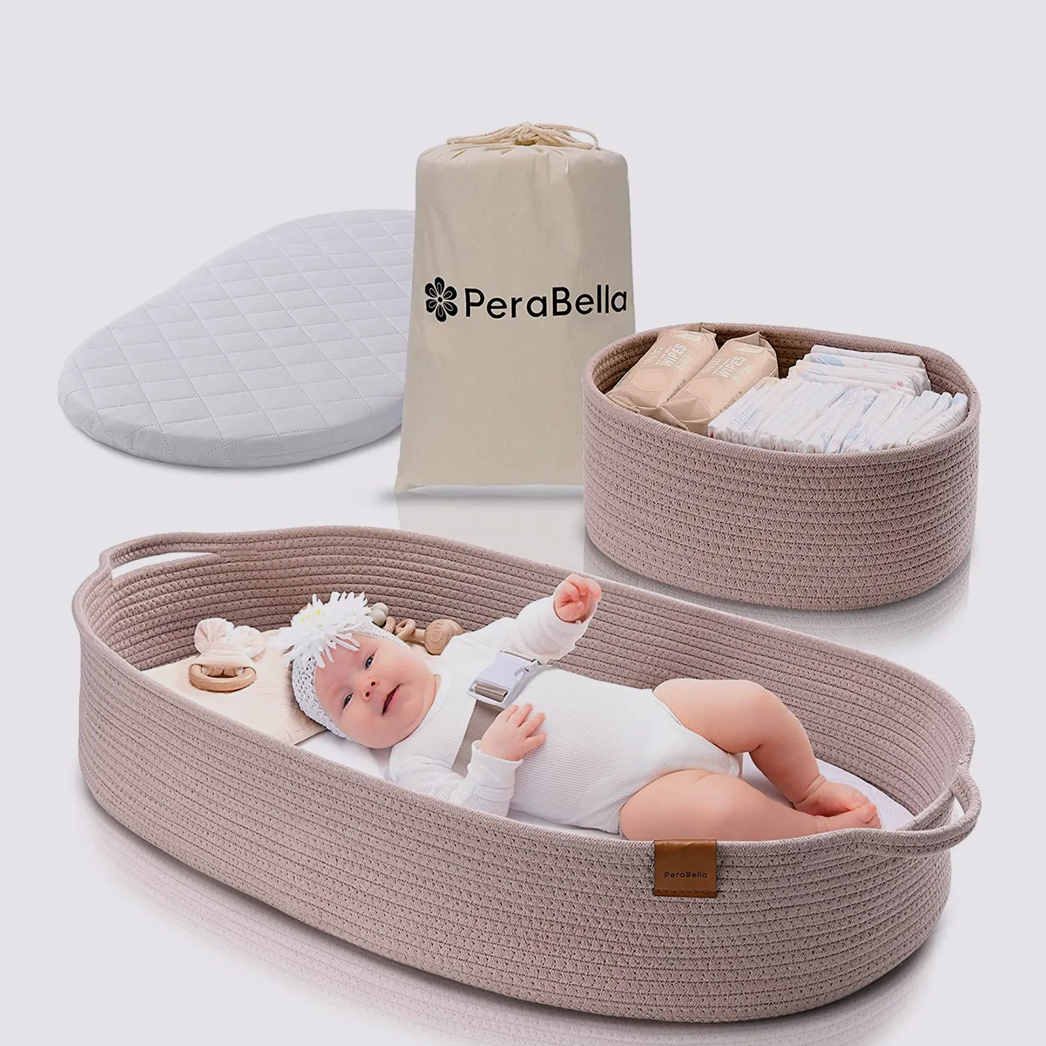 Baby Changing Basket -Dusty Pink