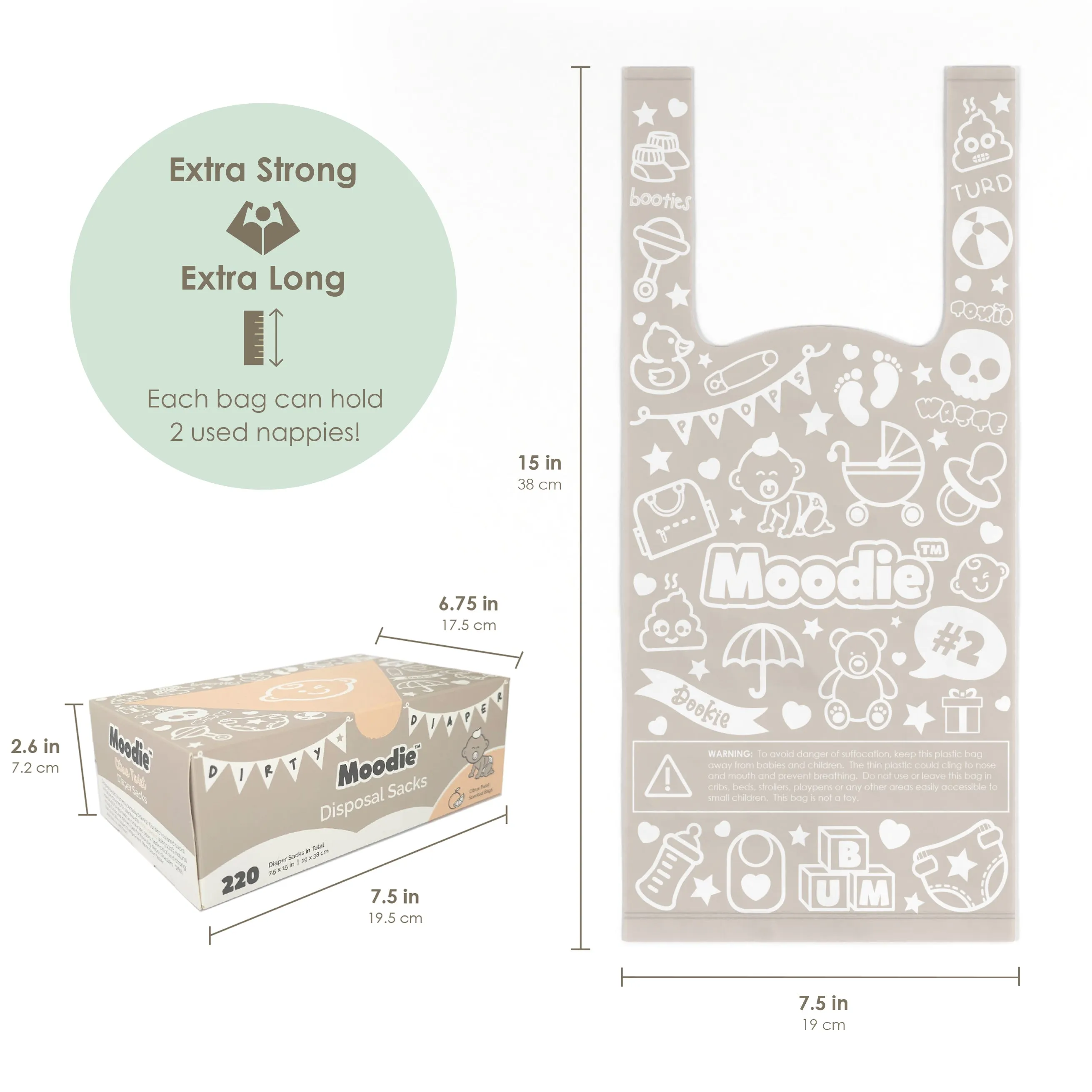 Baby Disposable Diaper Sacks | CITRUS TWIST Scented - 220 Pack