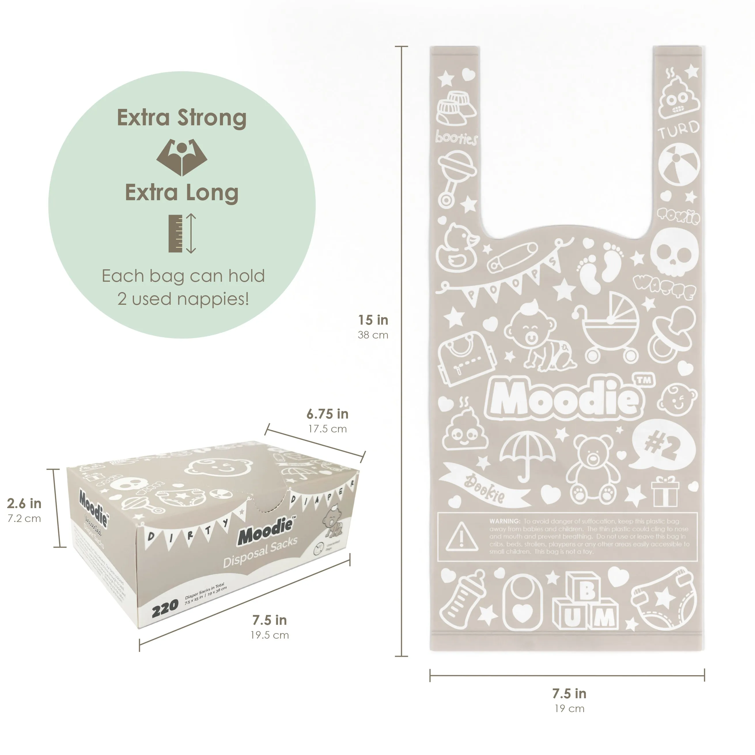Baby Disposable Diaper Sacks |  UNSCENTED - 220 Pack