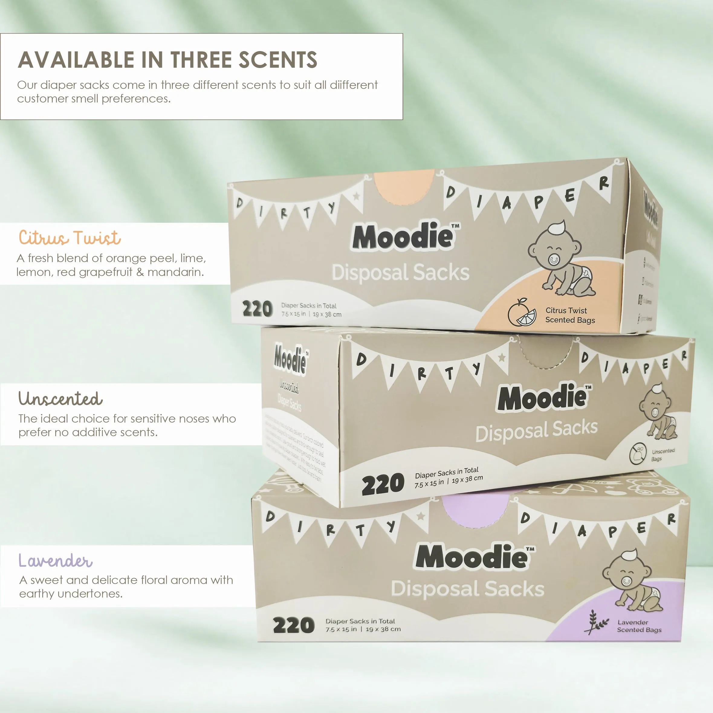 Baby Disposable Diaper Sacks |  UNSCENTED - 220 Pack