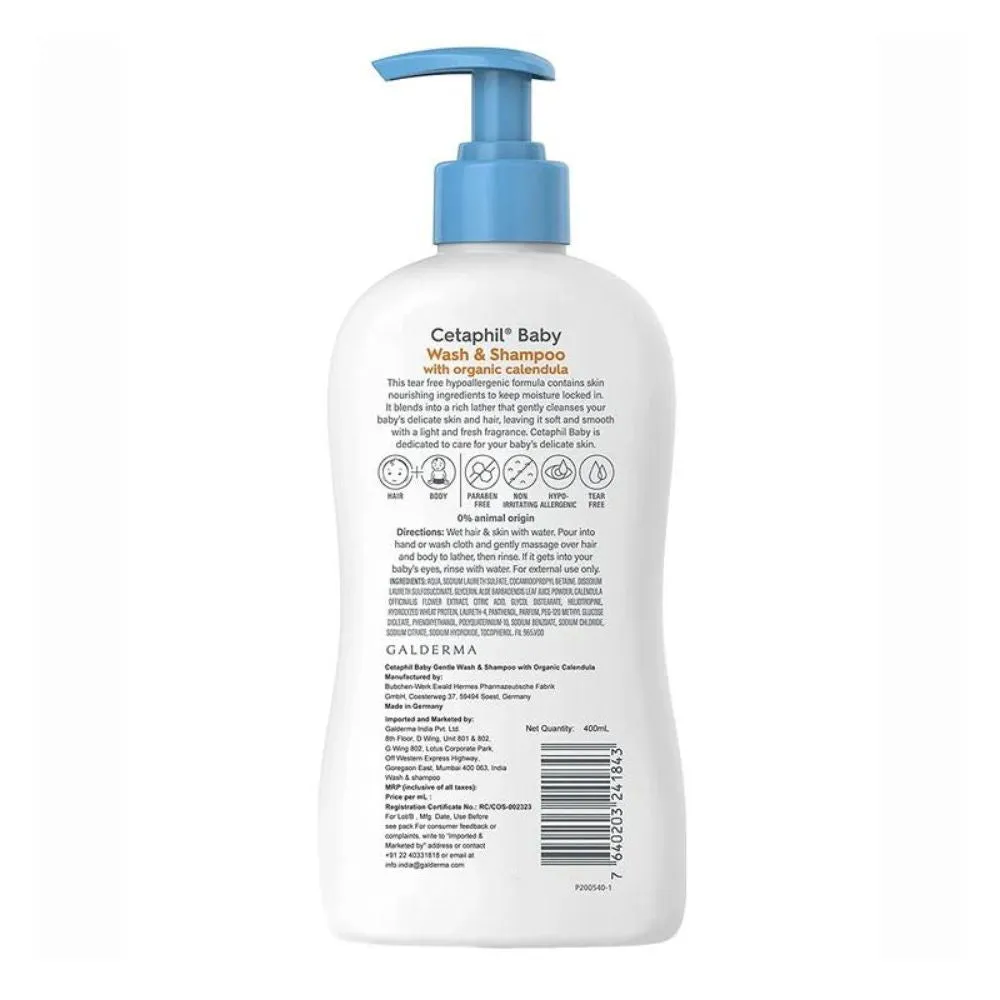 Baby Wash & Shampoo With Organic Calendula - 400 ml