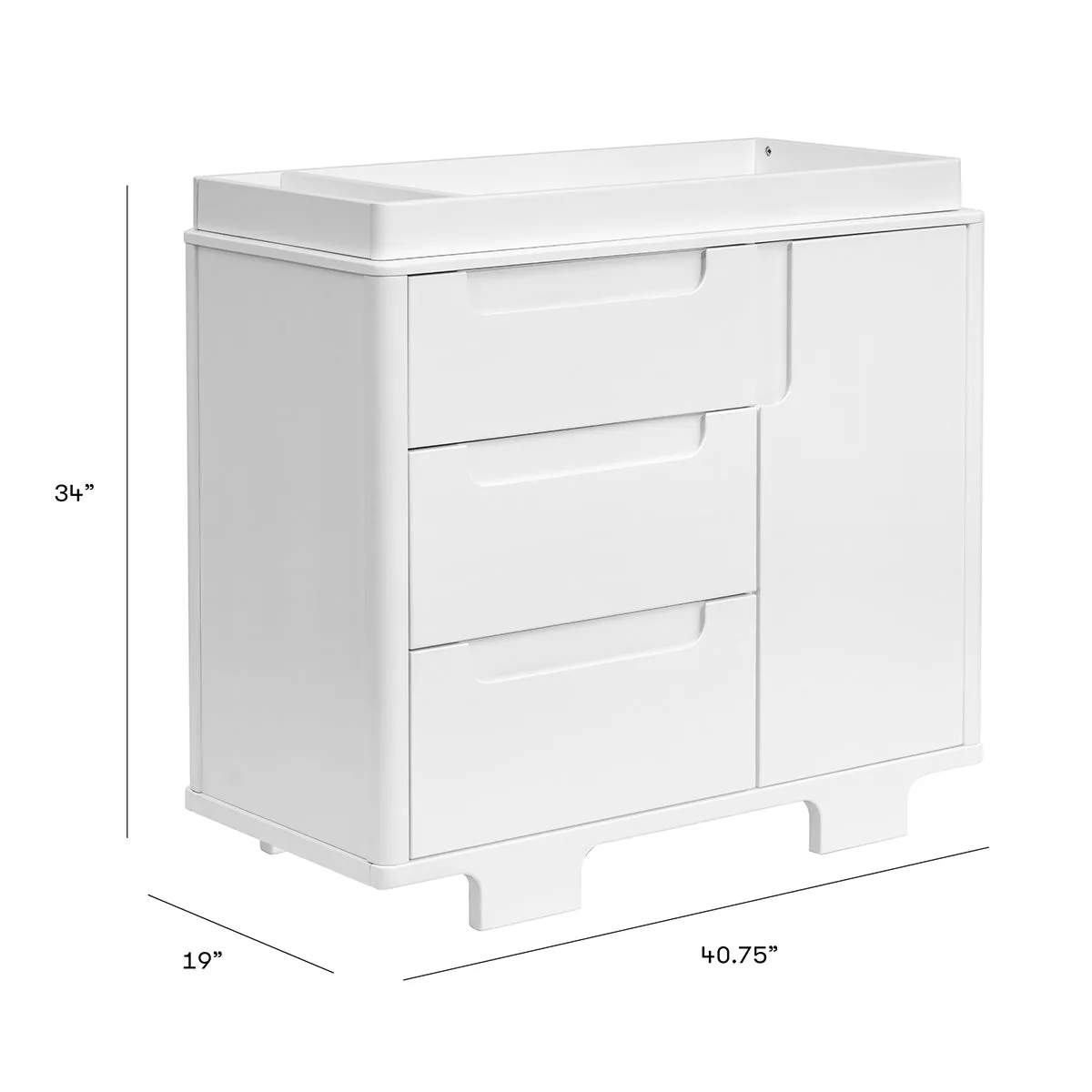 Babyletto Yuzu 3-Drawer Changer Dresser, KD w/Removable Changing Tray - White