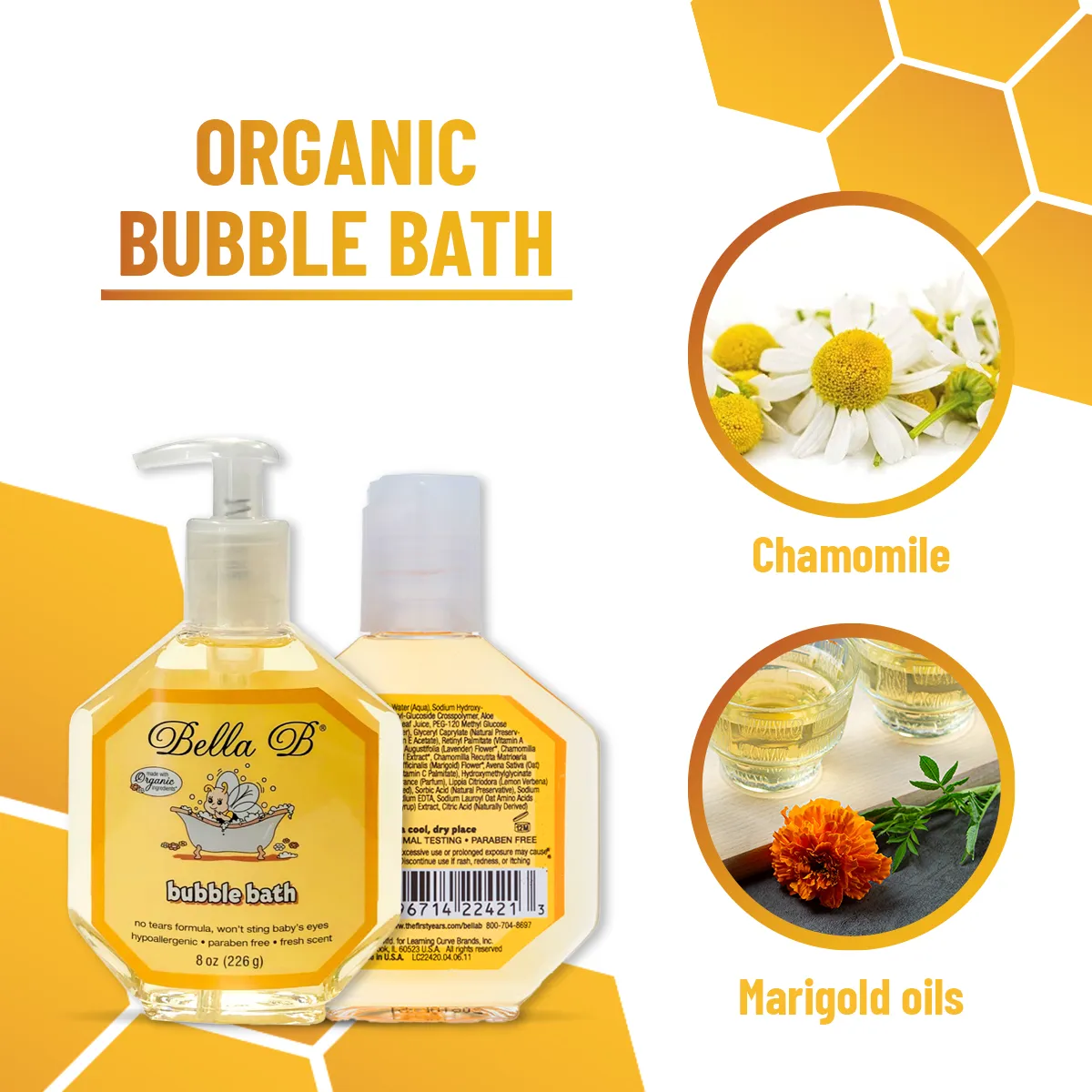 Bella B Bundle - Squeaky Bee Baby Wash & Shampoo 8 oz and Bubble Bath 8 oz