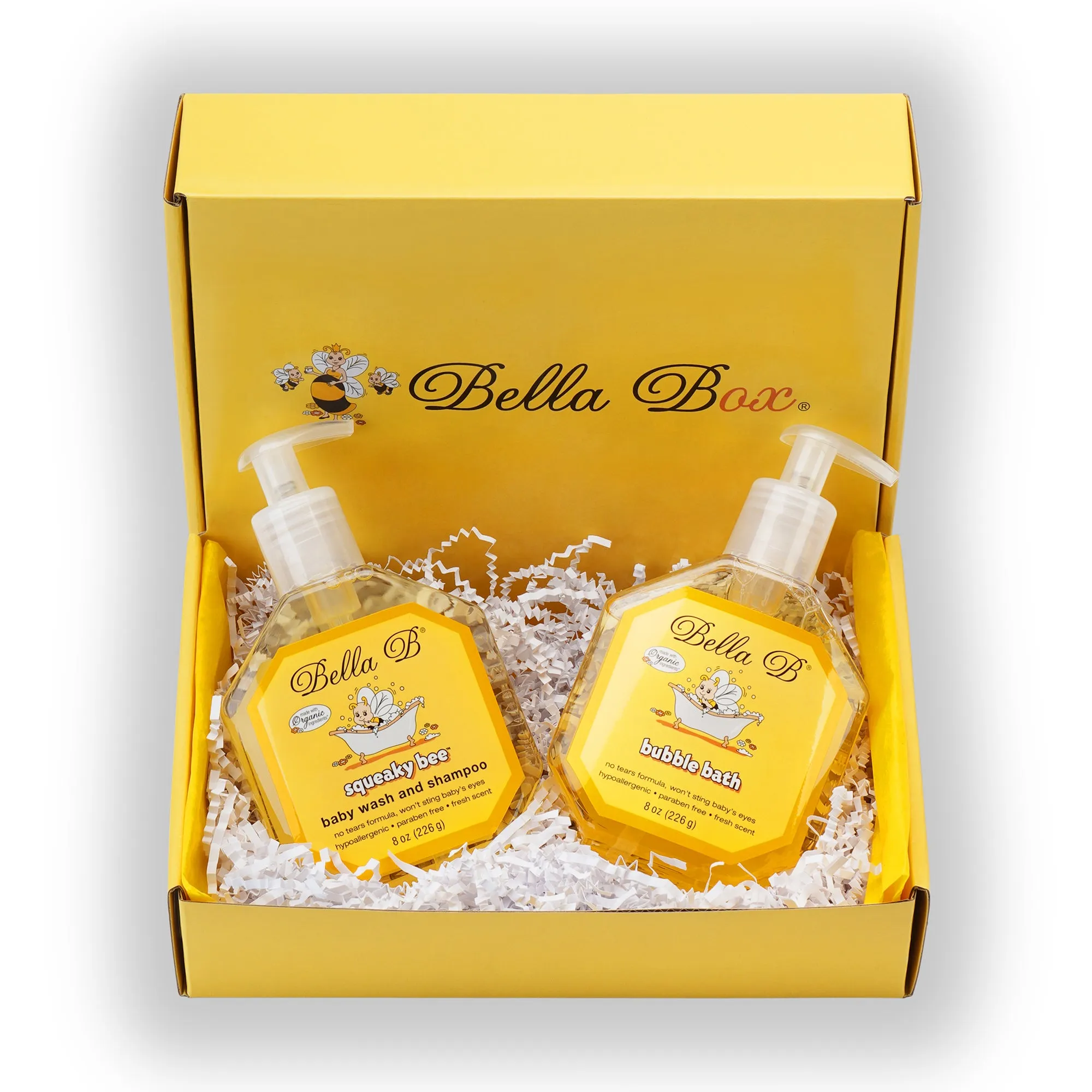 Bella B Gift Set - Squeaky Bee Baby Wash & Shampoo 8 oz and Bubble Bath 8 oz