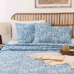 Blue Gamathi Cotton Dohar | Single Size | 60 x 90 inches