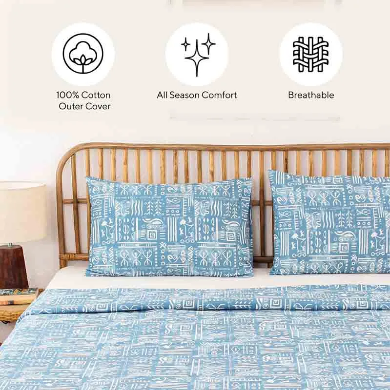 Blue Gamathi Cotton Dohar | Single Size | 60 x 90 inches