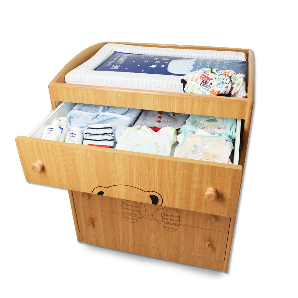 Brown Bear Wooden Changing Table for New Born Baby Nursery