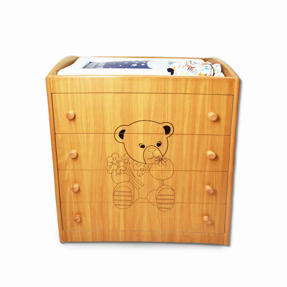 Brown Bear Wooden Changing Table for New Born Baby Nursery