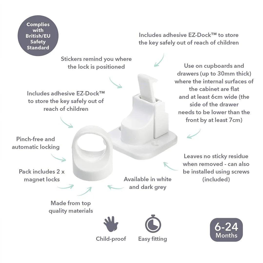 Fred Invisible Magnet Locks - Pure White V2 - 2 Pack