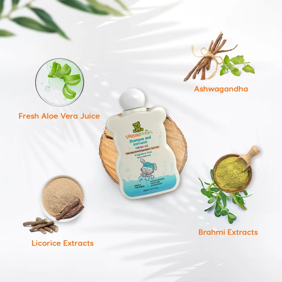 Gentle Fragrance-Free Shampoo and Body Wash for Babies - All-Natural Care 200ml