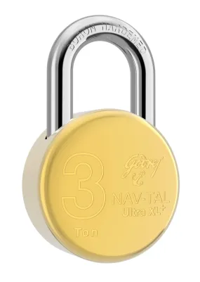 Godrej Locks I Navtal Ultra XL  I 4 Dimple Keys I Padlock for Main Door I Gate Lock I Tool Box, Shutters, Shops & Offices I Corrosion Resistant Shackle I Brass Material & Brass Finish