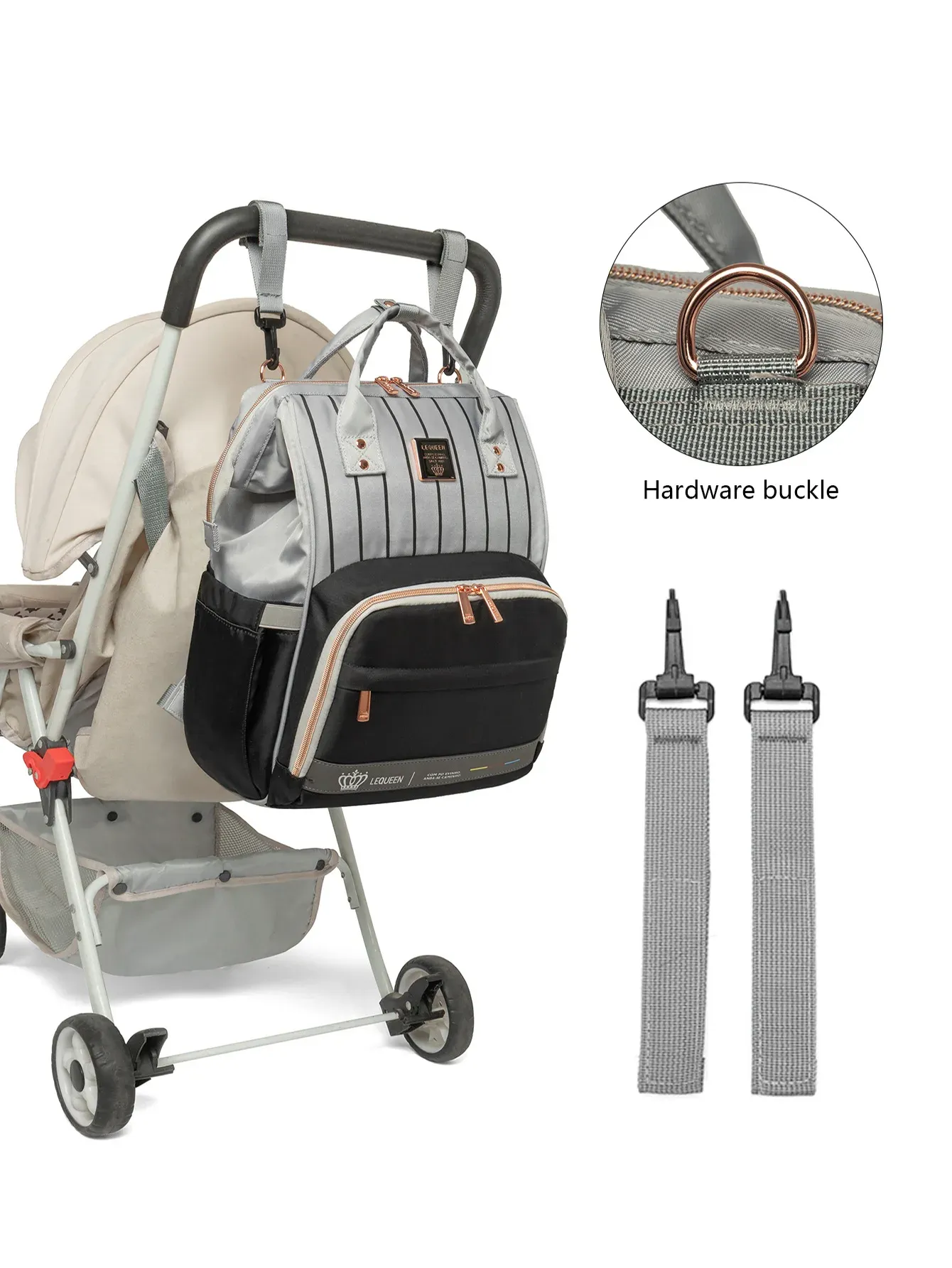 Grey/Black Lequeen Diamond 7TH Edition Waterproof Original Diaper Bag