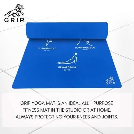 Grip Extra Large 38 Inches X 80 Inches, 13MM Thickness, Blue Color, Chakra With Alignment Design Yoga Mats For Men & Women