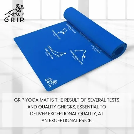 Grip Extra Large 38 Inches X 80 Inches, 13MM Thickness, Blue Color, Chakra With Alignment Design Yoga Mats For Men & Women