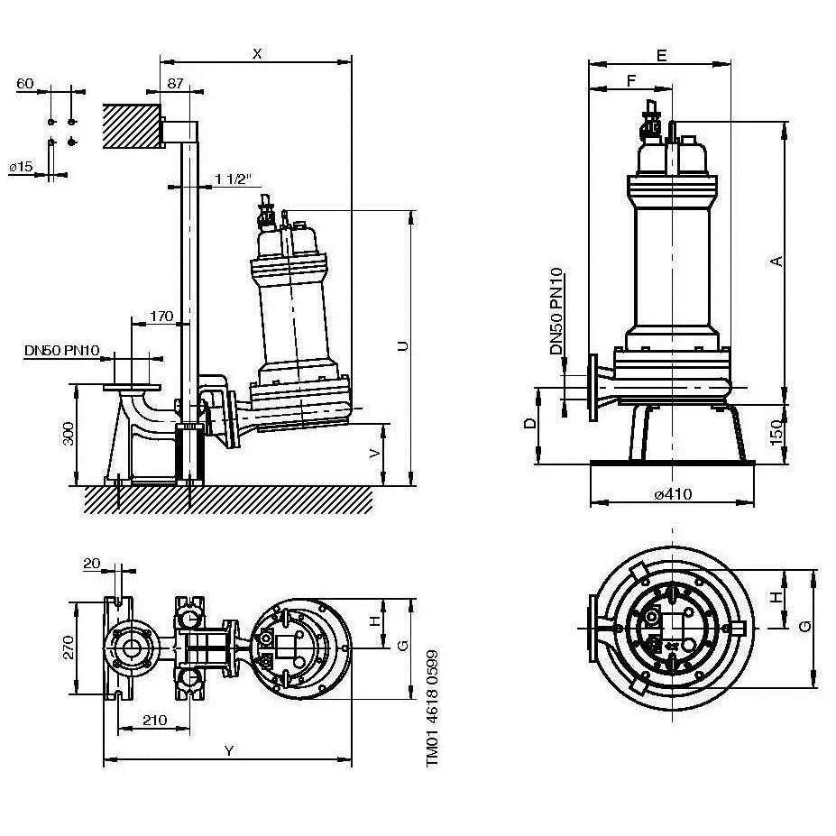 Grundfos APG Large Grinder Submersible Wastewater Sludge Pump with Steel Cutter 415v (Max 500LPM)