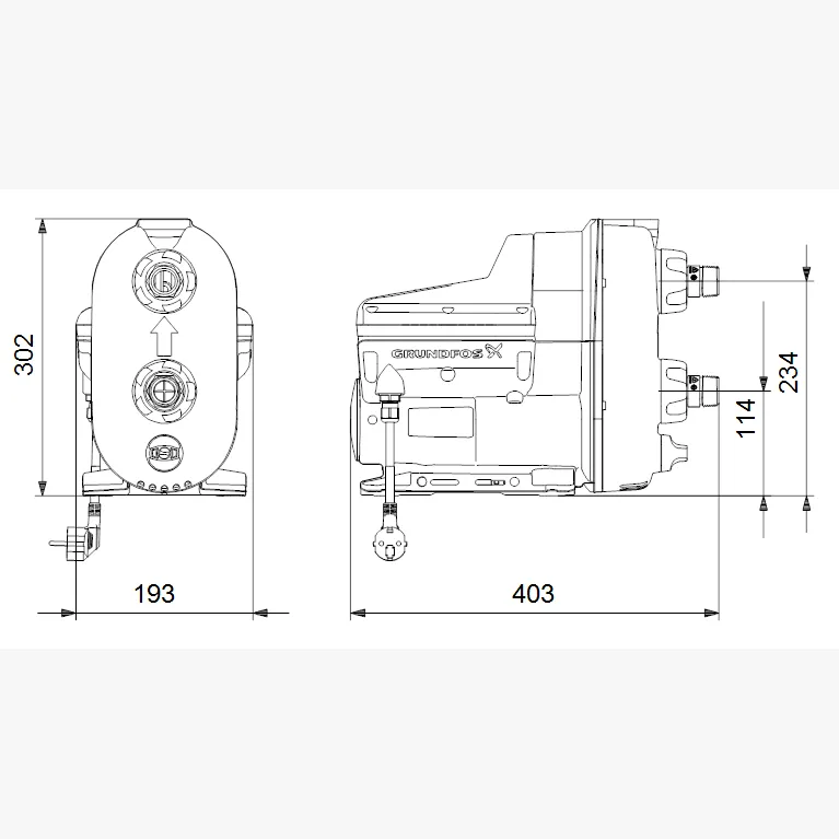 Grundfos SCALA2 3-45A 0.45kW Variable Speed Pressure Pump (Max 60LPM/400kPa)