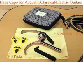 Haze DC06B Top Grade Zinc Alloy Acoustic/Classical Guitar Capo - Bronze   3 Free Picks