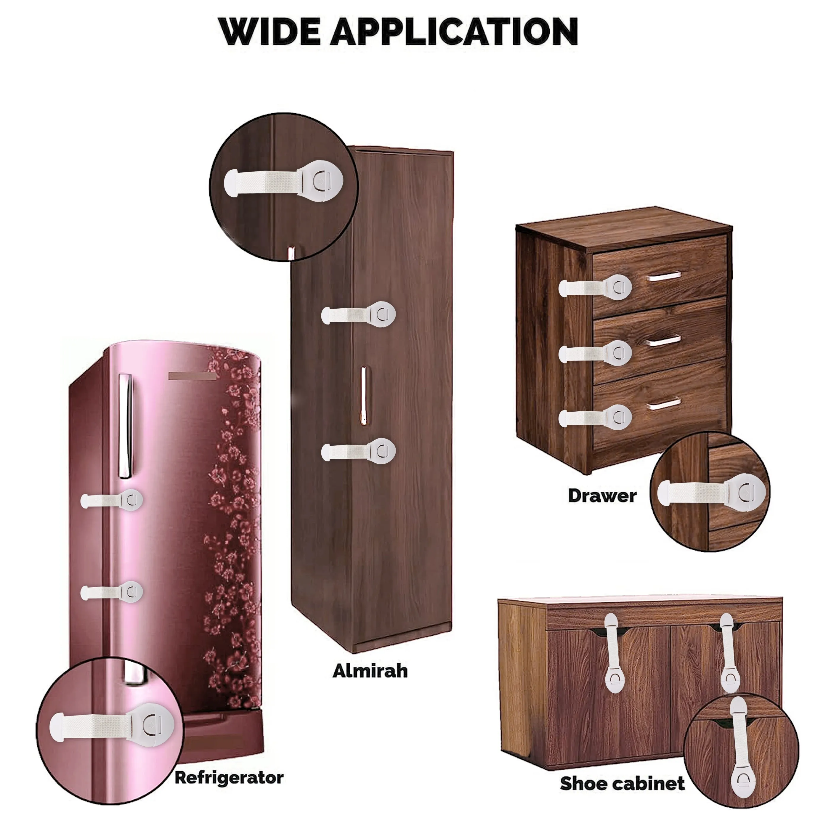Kiddery Safety Lock | Baby Proofing Locks | Nylon Strap