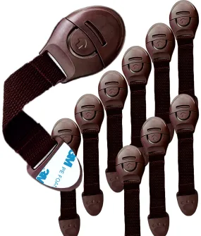 KidDough Furniture Safety Locks for Kids- Pack of 10 Brown Locks