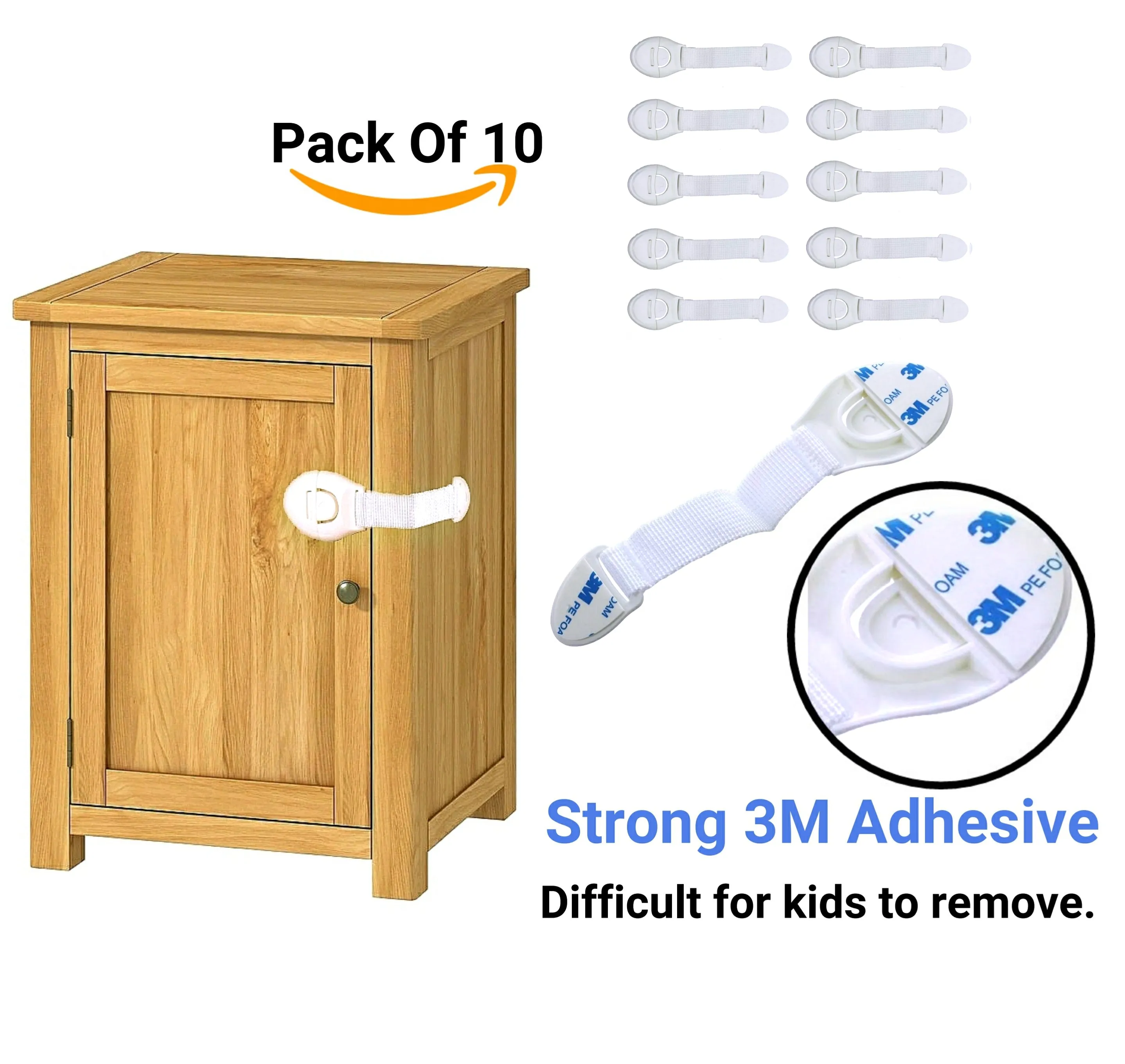 KidDough Furniture Safety Locks for Kids- Pack of 10 White locks
