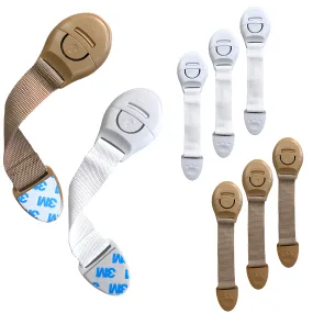 KidDough Furniture Safety Locks for Kids - Pack of 4 Beige   4 White Locks