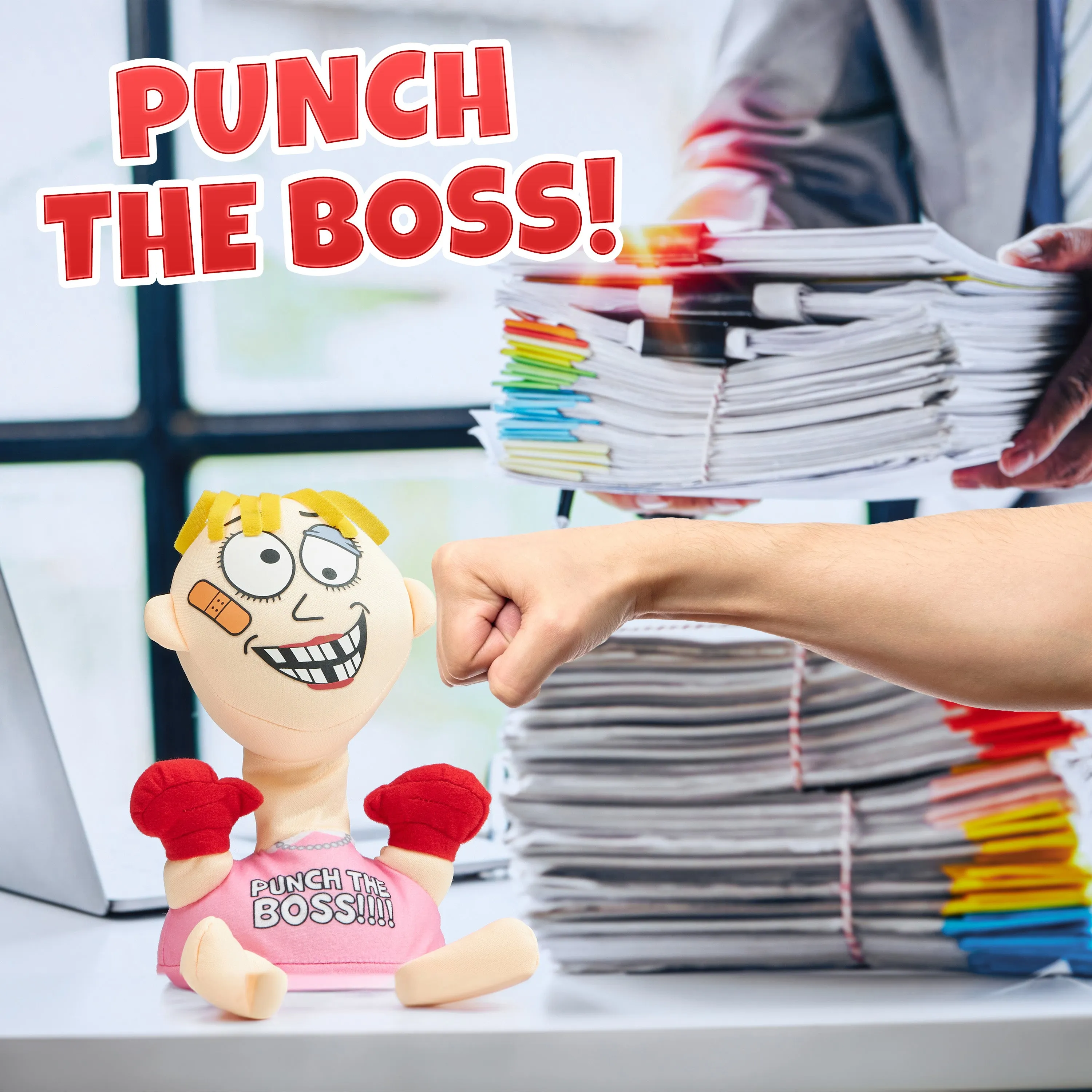 KreativeKraft Stress Relief Toys for Adults - Punch The Boss - Pink