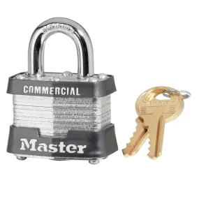 Master Lock 3KA Laminated Steel Safety Padlocks 1-9/16in (40mm) Wide Laminated Steel Pin Tumbler Padlock, Keyed Alike