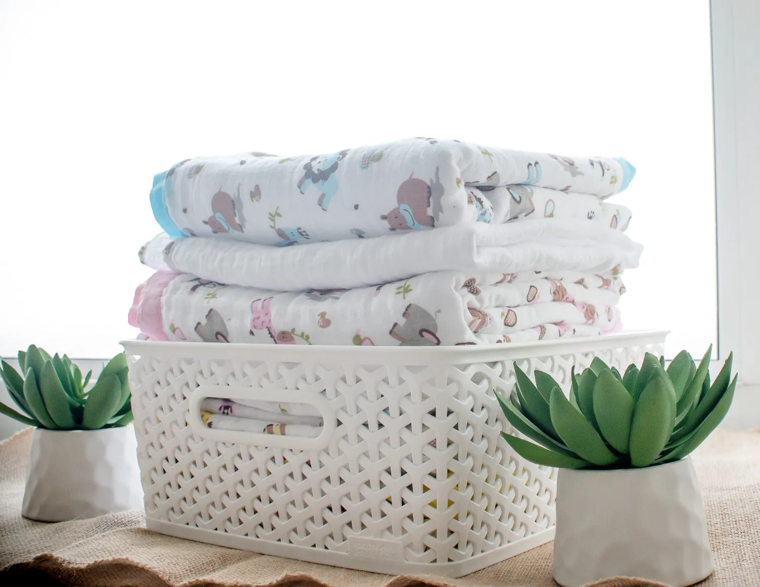 Muslin Blanket - 4 Layered - Zoo Blue