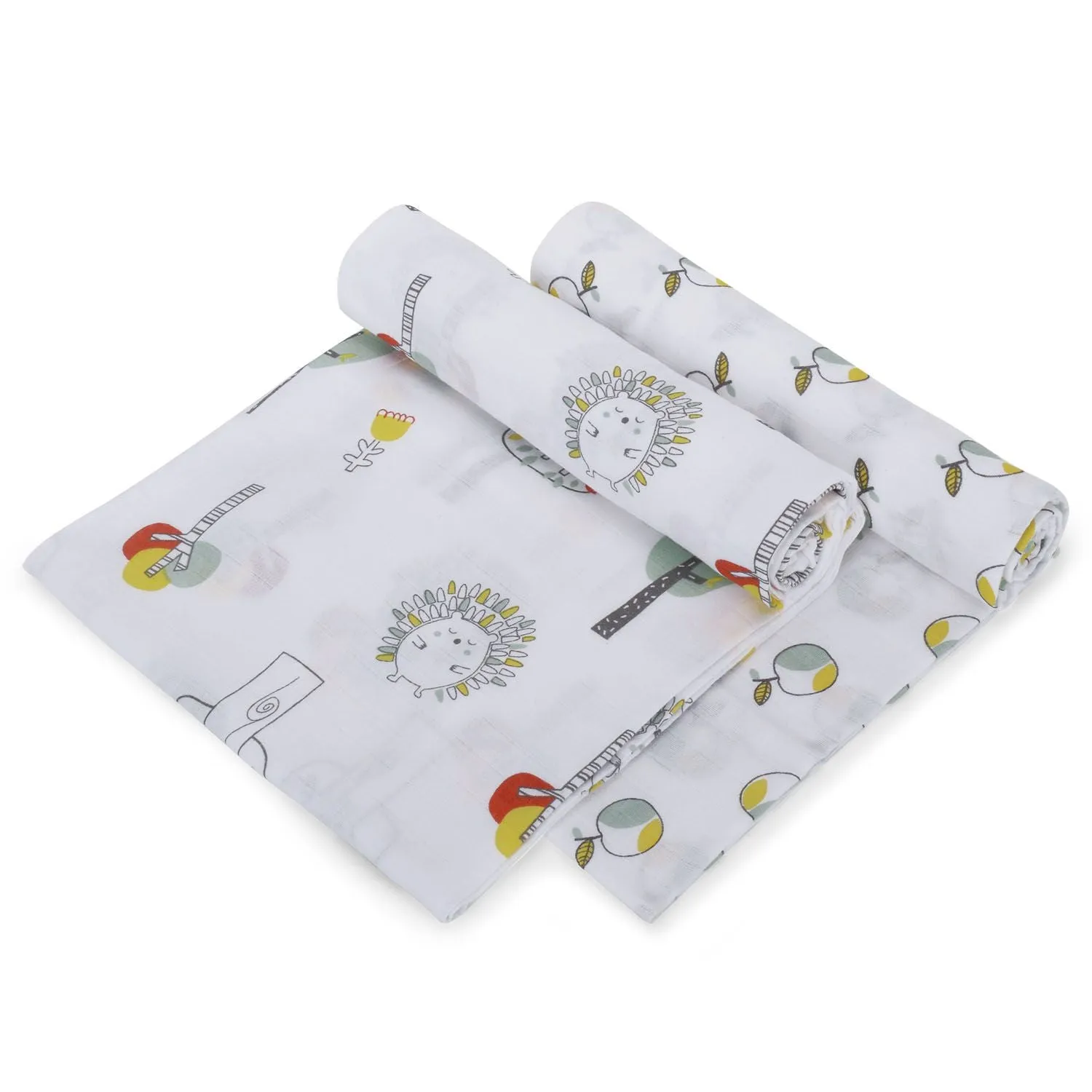 Muslin Swaddle - 2Pc Set - Apple/Forest Print