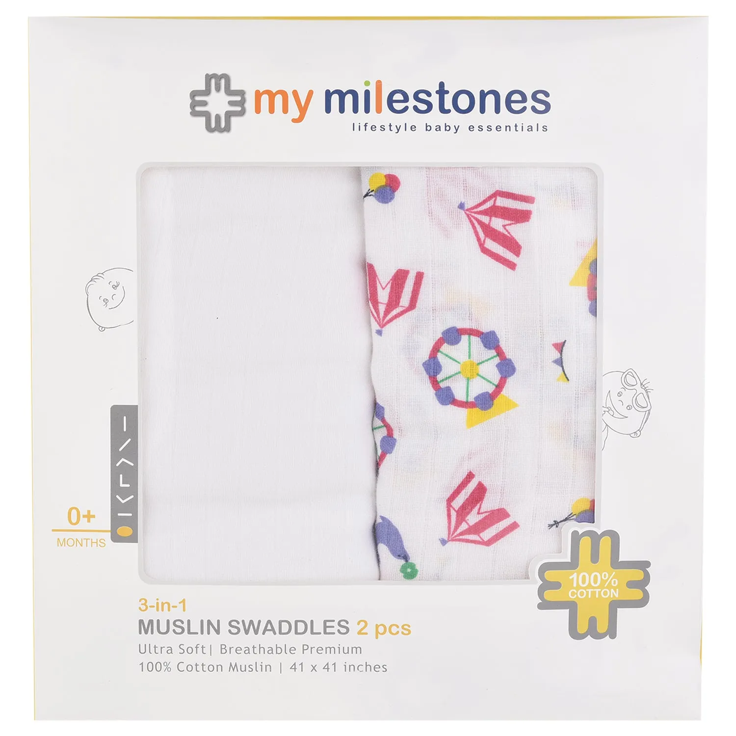 Muslin Swaddle - 2Pc Set - Carnival Rose Pink