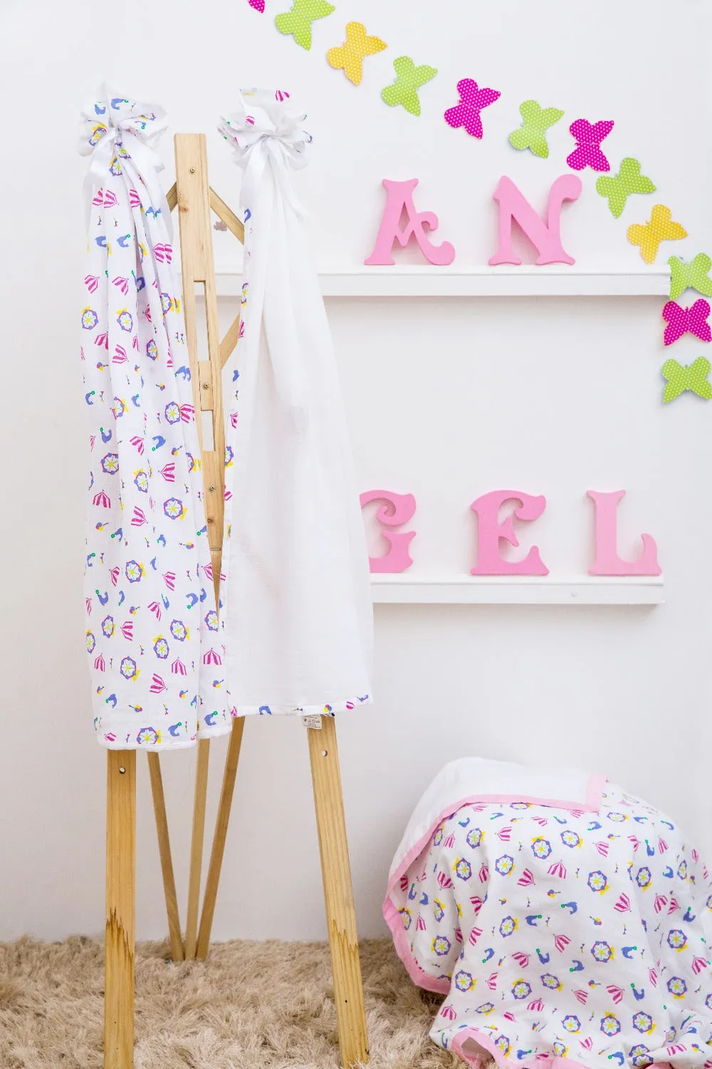 Muslin Swaddle - 2Pc Set - Carnival Rose Pink